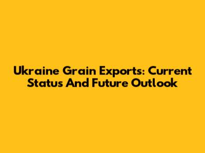 Ukraine Grain Exports: Current Status And Future Outlook
